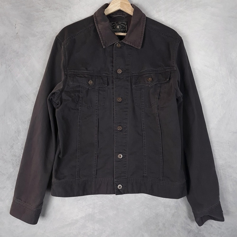 Lucky Brand Trucker Jacket Mens Large Black Cotton Denim Button Front Workwear